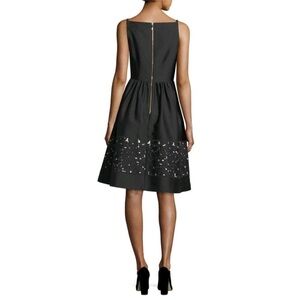 Kate Spade Black A-line Midi Dress with Gold Zipper and floral cut outs